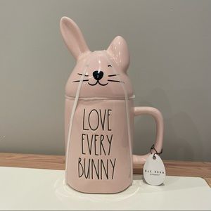 Rae Dunn Mug with topper.  NEW. LOVE EVERY BUNNY